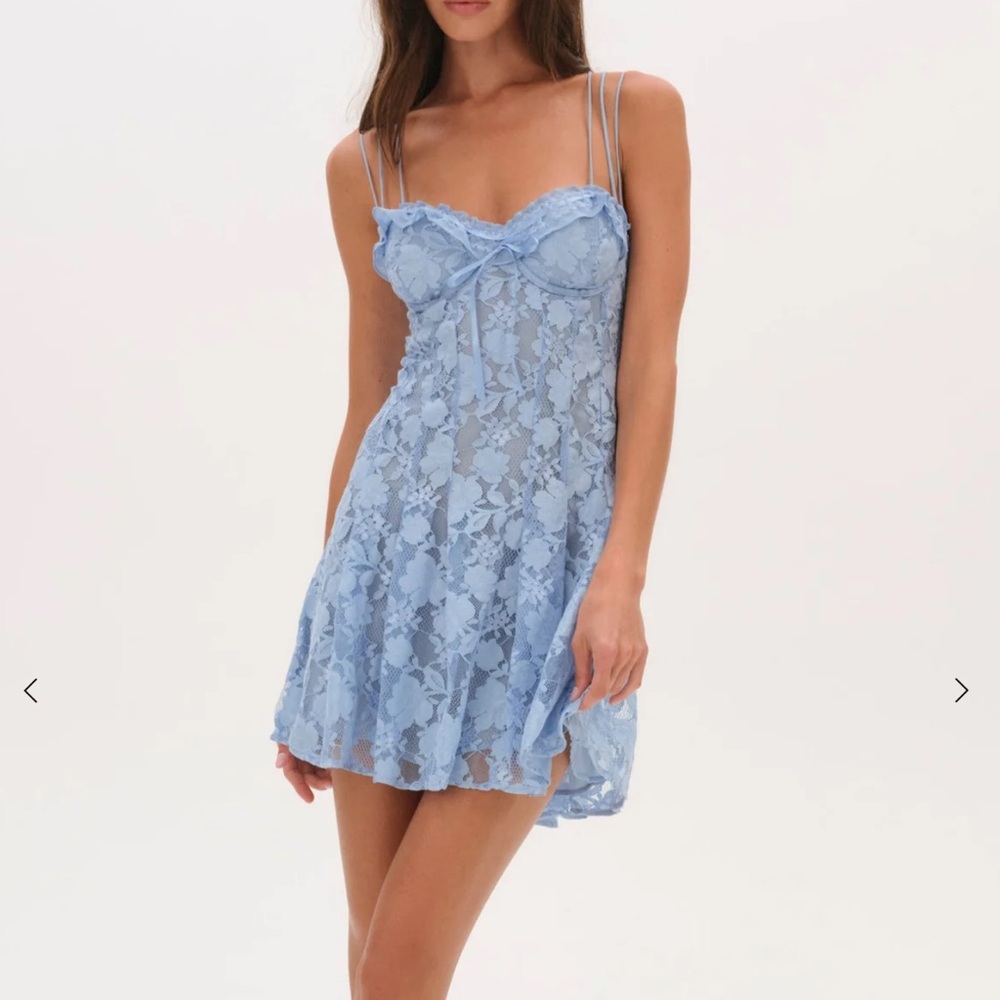 For Love and Lemons blue lace mini dress